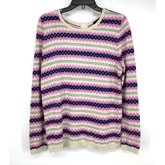 Talbots Sweater Zip Back Jacquard Fair Isle Long Sleeve - Picture 1 of 10